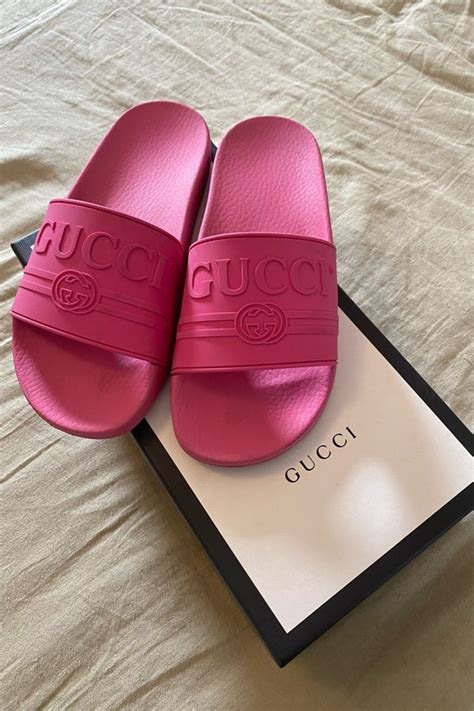 mens pink gucci shirt|hot pink gucci slides.